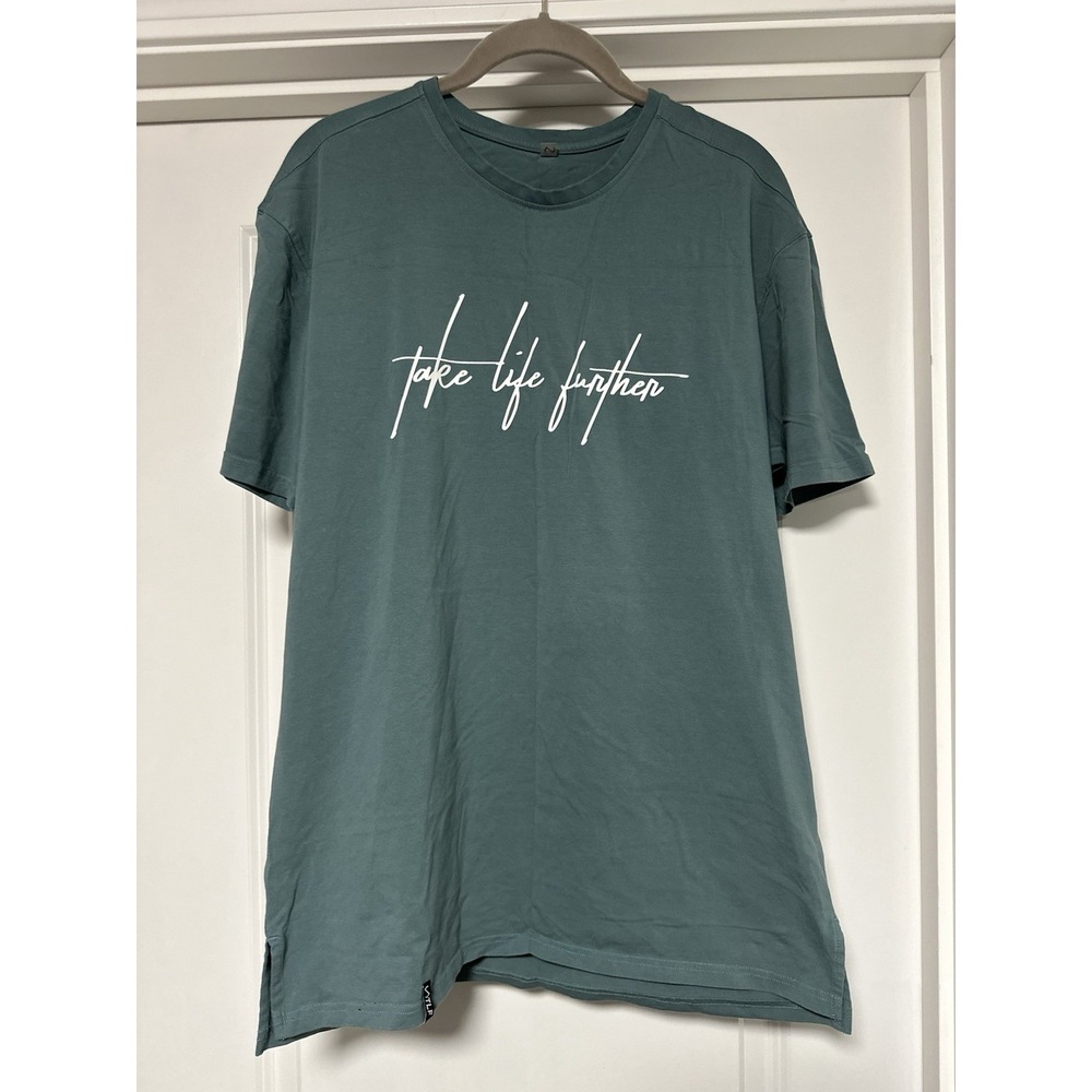 Take Life Further TLF, Men's Logo T-shirt, Green/Blue Color, Size‎ Large
